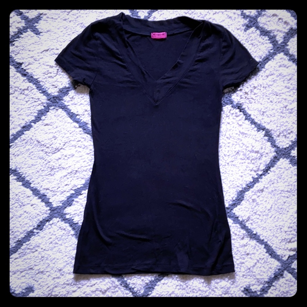 Black V neck short sleeved shirt never worn